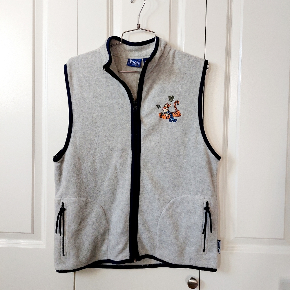 Grey Fleece Tigger Vest size Medium Disney Winnie the Pooh 100 Acre Woods